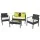 Gardeon 4-Seater Outdoor Wicker Sofa Set - Aluminium Frame, Lime Green Cushions, Tempered Glass Table, Extra Covers
