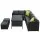 Gardeon Outdoor Aluminium Dining Set: Black PE Wicker, Tempered Glass Table, Multi-Seater Sofa, UV & Weather Resistant