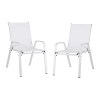 Gardeon 2PC White Outdoor Dining Chairs - Stackable, Weather-Resistant Textilene & Steel, 150kg Capacity, Easy Storage