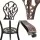Gardeon 3PC Outdoor Bistro Set – Cast Aluminium Tulip Design, Weather-Resistant, Bronze Finish, with Parasol Hole