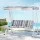 Gardeon Outdoor 3-Seater Swing Chair with Adjustable Canopy, Powder-Coated Steel Frame & Textilene Seat, White/Grey