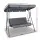 Gardeon 3-Seater Grey Outdoor Swing Chair with Adjustable Canopy, Steel Frame & Removable Cushions - Seats 200kg