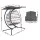 Gardeon Double Hanging Egg Swing Chair with Canopy, Hand-Woven Wicker, Steel Frame, 2-Seater, UV Resistant, Grey