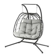 Gardeon 2-Seater Outdoor Swing Chair with Stand Cushion 200kg Adjustable Chains Indoor Outdoor Dark Grey