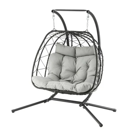 Gardeon 2-Seater Outdoor Swing Chair with Stand Cushion 200kg Adjustable Chains Indoor Outdoor Dark Grey