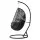 Gardeon Outdoor Egg Swing Chair - Black Wicker Rattan Pod with Stand, 360° Rotatable, 150kg Capacity, Removable Cushion