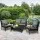 Gardeon 4-Piece Rattan Outdoor Sofa Set with UV-Resistant Wicker, Steel Frame, Cushions, and Tempered Glass Table