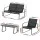 Gardeon Outdoor Sofa Set - 4-Piece Lounge with Tempered Glass Table, Weather-Resistant Textilene, Steel Frame, Black