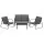Gardeon Outdoor Sofa Set - 4-Piece Lounge with Tempered Glass Table, Weather-Resistant Textilene, Steel Frame, Black