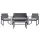 Gardeon 4-Piece Black Rattan Outdoor Sofa Set with Storage Cover, Tempered Glass Table, and Washable Cushions