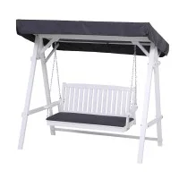Gardeon Outdoor Wooden 3-Seater Swing Chair with Adjustable Canopy & Cushions, Water-Resistant, 187.5x112x169cm, White