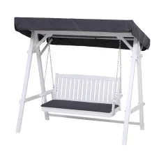 Gardeon Outdoor Wooden 3-Seater Swing Chair with Adjustable Canopy & Cushions, Water-Resistant, 187.5x112x169cm, White