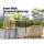 Gardeon Outdoor Bar Table - Wicker & Glass, 70x70x100cm, UV-Resistant, Adjustable Feet, Sturdy Steel Frame, Beige/Black