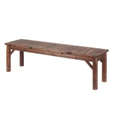 Gardeon 150cm Garden Bench 300kg Backless Solid Fir Wood Rustic Slatted Outdoor Seating Brown