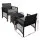 Gardeon 3PC Outdoor Bistro Set: UV-Resistant PE Wicker, Galvanised Steel, 5cm Cushions, Tempered Glass Table, Black