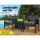 Gardeon 3PC Outdoor Bistro Set: UV-Resistant PE Wicker, Galvanised Steel, 5cm Cushions, Tempered Glass Table, Black