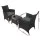 Gardeon 3PC Outdoor Bistro Set - Black Wicker Chairs & Glass Table, Weatherproof, UV-Resistant, Cushioned Comfort