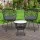 Gardeon 3PC Bistro Set - Black Outdoor Rattan Furniture with Cushioned Chairs & Tempered Glass Table, Weather-Resistant