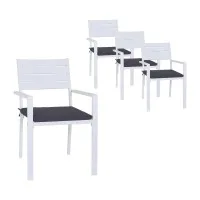 Gardeon 4 Piece Outdoor Dining Chairs Stackable Powder-Coated Aluminium Set White with Removable Cushion Covers