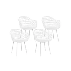 Gardeon 4PC Outdoor Dining Chairs, PP Lounge Patio Furniture, Water & UV-Resistant, 48x44x85CM, White, Easy Assembly