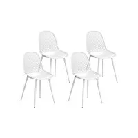 Gardeon 4PC White Outdoor Dining Chairs - UV & Weather-Resistant PP Frame, Metal Legs, 45x46x85cm, Indoor/Outdoor Use