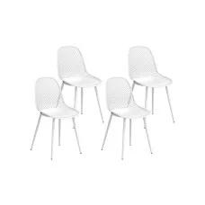 Gardeon 4PC White Outdoor Dining Chairs - UV & Weather-Resistant PP Frame, Metal Legs, 45x46x85cm, Indoor/Outdoor Use