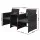 Gardeon Outdoor Wicker Loveseat Bistro Set - UV & Weather Resistant, Black, 153x48x86cm, Steel Frame, Glass Tabletop