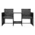 Gardeon Outdoor Wicker Loveseat Bistro Set - UV & Weather Resistant, Black, 153x48x86cm, Steel Frame, Glass Tabletop