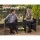 Gardeon Outdoor Wicker Loveseat Bistro Set - UV & Weather Resistant, Black, 153x48x86cm, Steel Frame, Glass Tabletop