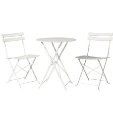 Gardeon 3PC Outdoor Bistro Set - Steel, Powder-Coated, Foldable, Weather-Resistant, White, No Assembly Required