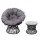 Gardeon Outdoor Papasan Chair Set - Black, PE Wicker, 360° Rotation, UV-Resistant, Includes Side Table with Glass Top