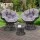 Gardeon Outdoor Wicker Papasan Chair Set with Side Table - Rotatable, UV-Resistant, Steel Frame, 10cm Cushions, Black
