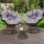 Gardeon Outdoor Lounge Set: Brown Wicker Papasan Chairs, 360° Rotatable, UV-Resistant Cushions, Tempered Glass Table