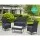Gardeon 4-Piece Outdoor Sofa Set - Black Wicker with Cushions, Steel Frame, Tempered Glass Table, Weather-Resistant