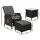 Gardeon 5PC Black Wicker Outdoor Furniture Set - Adjustable Recliner Chairs, Ottomans & Table, UV & Weather Resistant