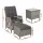 Gardeon 5PC Grey Wicker Recliner Set: Adjustable Chairs, Ottomans & Table, UV-Resistant PE Wicker, Indoor/Outdoor Use