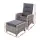 Gardeon Grey Outdoor Recliner Set - Adjustable Wicker Chair & Ottoman, UV-Resistant, High-Density Foam Cushions
