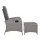 Gardeon 2PC Grey Wicker Recliner Chairs Set, Adjustable Outdoor Lounger with Ottoman, Steel Frame, UV-Resistant Cushions