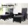 Gardeon 5PC Outdoor Recliner Set: UV-Resistant Wicker, Adjustable Back, Steel Frame, Glass Table, Black
