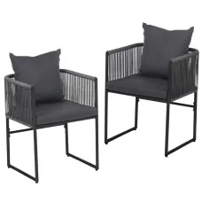 Gardeon 2PC Outdoor Dining Chairs, Steel Frame, UV-Resistant Woven Rope, Removable Cushions, 52.5x47x70cm, Indoor