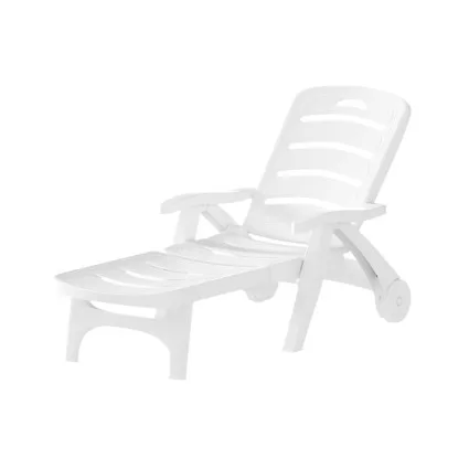 Gardeon Sun Lounger Folding Chaise Lounge Chair with Wheels, Weather-Resistant PP, Adjustable Backrest, 150kg Capacity