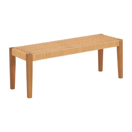 Gardeon 2-Seater Outdoor Garden Bench - Acacia Wood & PE Wicker, 110cm, Weather-Resistant, 240kg Capacity