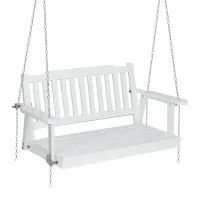 Gardeon Wooden Porch Swing Chair - White Fir Wood 2-Seater with Heavy-Duty Chain, Indoor/Outdoor Use, 300kg Capacity