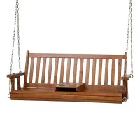 Gardeon Teak Wood 2-Seater Porch Swing Chair - Durable, Water-Resistant, Easy to Assemble, 300kg Capacity, 142x42x57cm