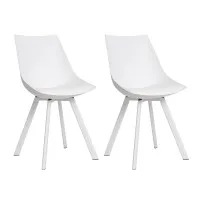 Artiss Dining Chairs Set of 2 White, PU Leather Cushioned, Plastic Seat, Steel Legs, 150kg Capacity, Modern Design