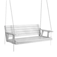 Gardeon 3-Seater Wooden Porch Swing Chair with Chain, Fir Wood, White, Indoor/Outdoor, 300kg Capacity, Easy Assembly