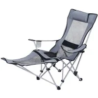 Weisshorn Camping Chair Adjustable Reclining Portable Folding Outdoor Chair with Removable Footrest Grey