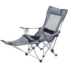 Weisshorn Camping Chair Adjustable Reclining Portable Folding Outdoor Chair with Removable Footrest Grey
