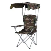 Weisshorn Portable Folding Camping Chair with Built-in Canopy 120KG Lightweight Outdoor Seat Army Green