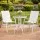 Gardeon 3PC Outdoor Bistro Set White Stackable Textilene Chairs with Tempered Glass Table 3PC Patio Furniture